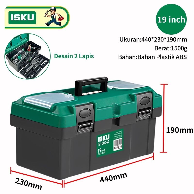Jual ISKU Tool Box Besar 14/17/19 Inch Plastik Box Perkakas Tahan Lama ...