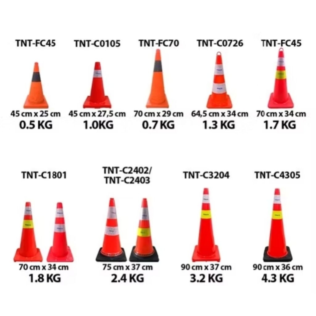 Jual safety traffic cone 70cm rubber/ rambu kerucut/rambu lalu lintas ...