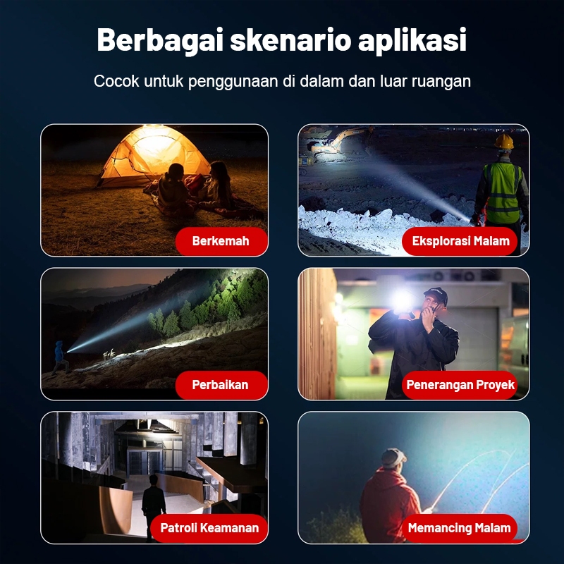 Jual Senter Multifungsi LED Super Terang Jarak Jauh 3 Mode 8000 Lumens ...