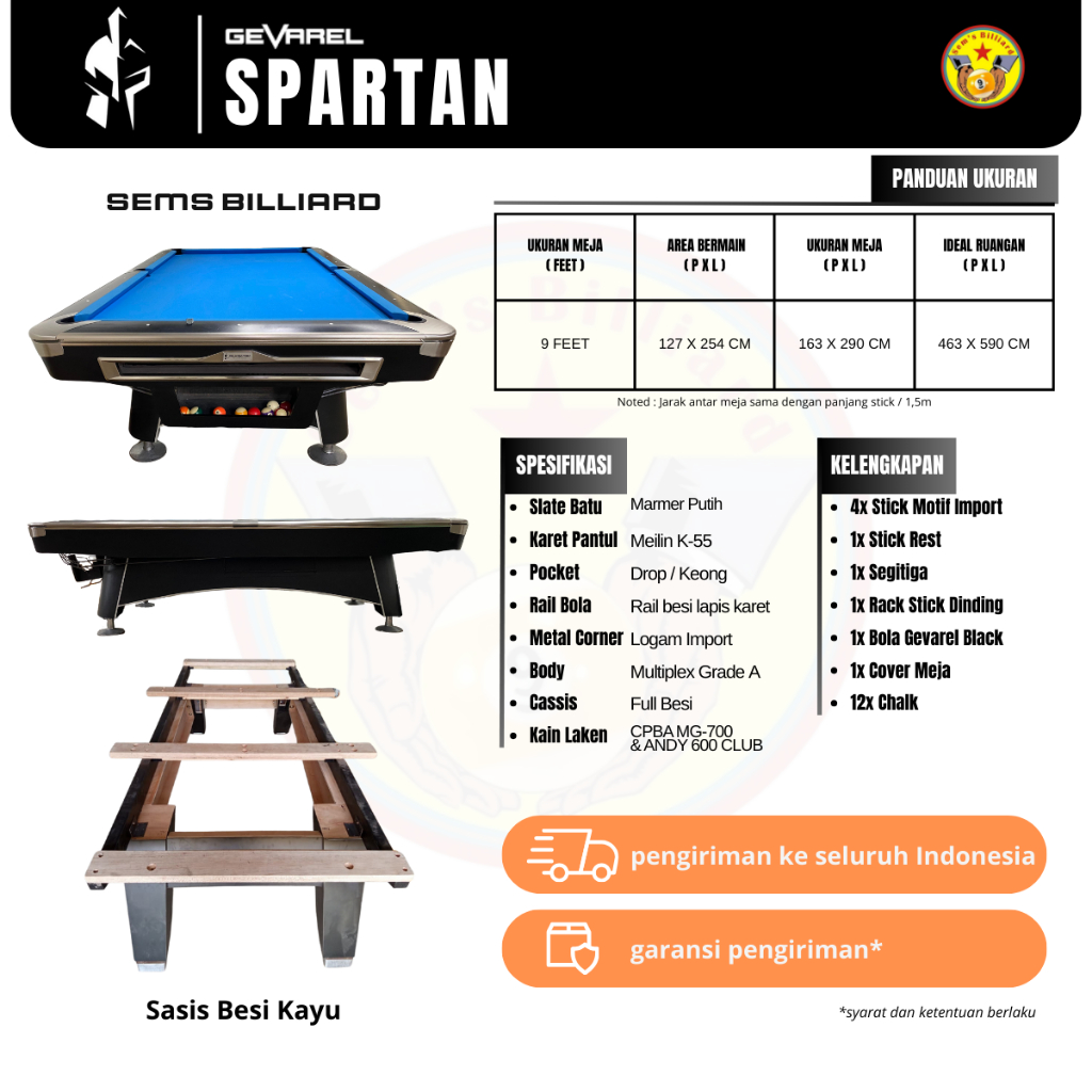 Jual Meja Billiard Gevarel Spartan 9 ft - Meja Bilyar - Meja Biliar ...