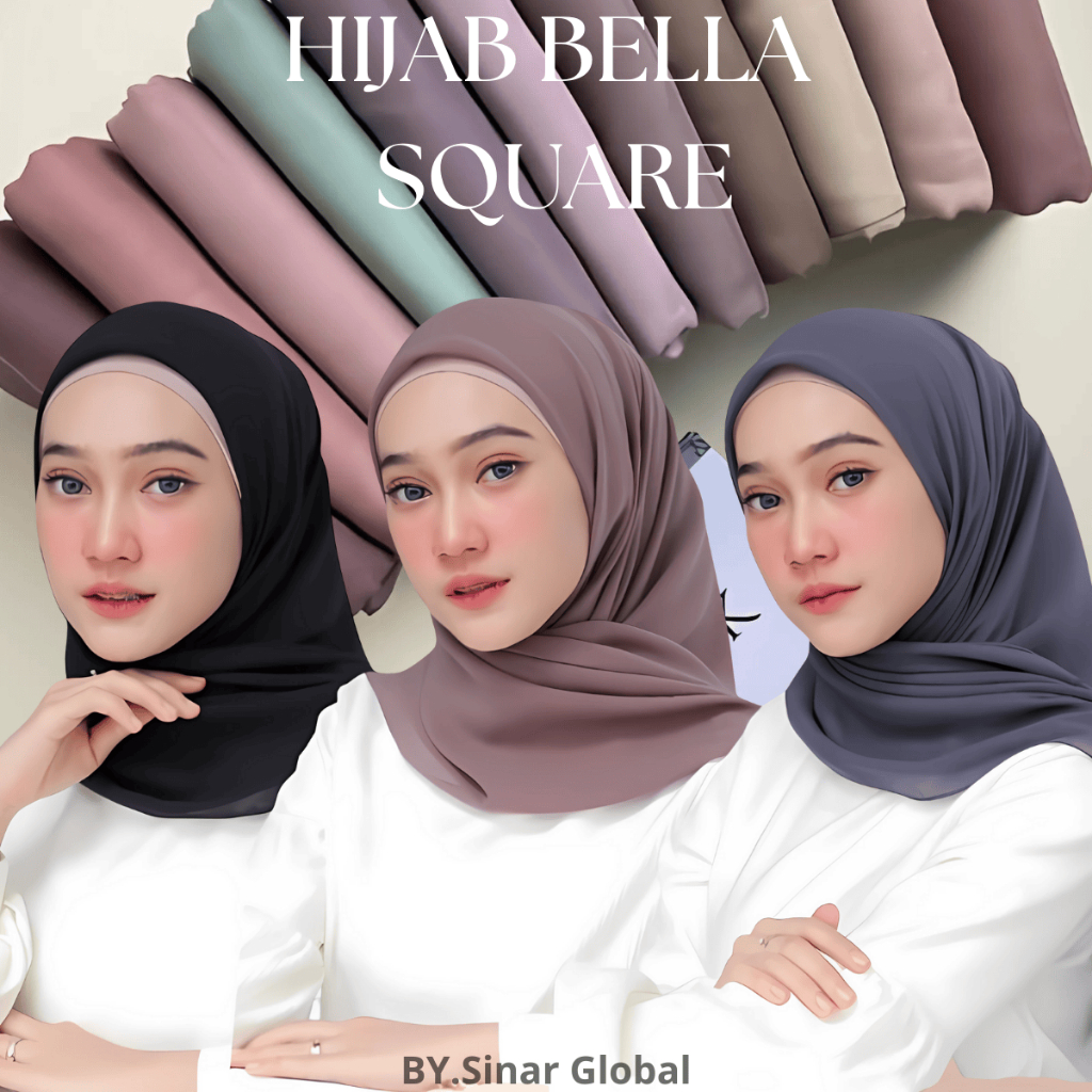 Bella Square ||| Hijab Bella Square | Hijab Segi Empat Anti Letoy | Kerudung Segi empat Polos Premium 115cm x 115cm