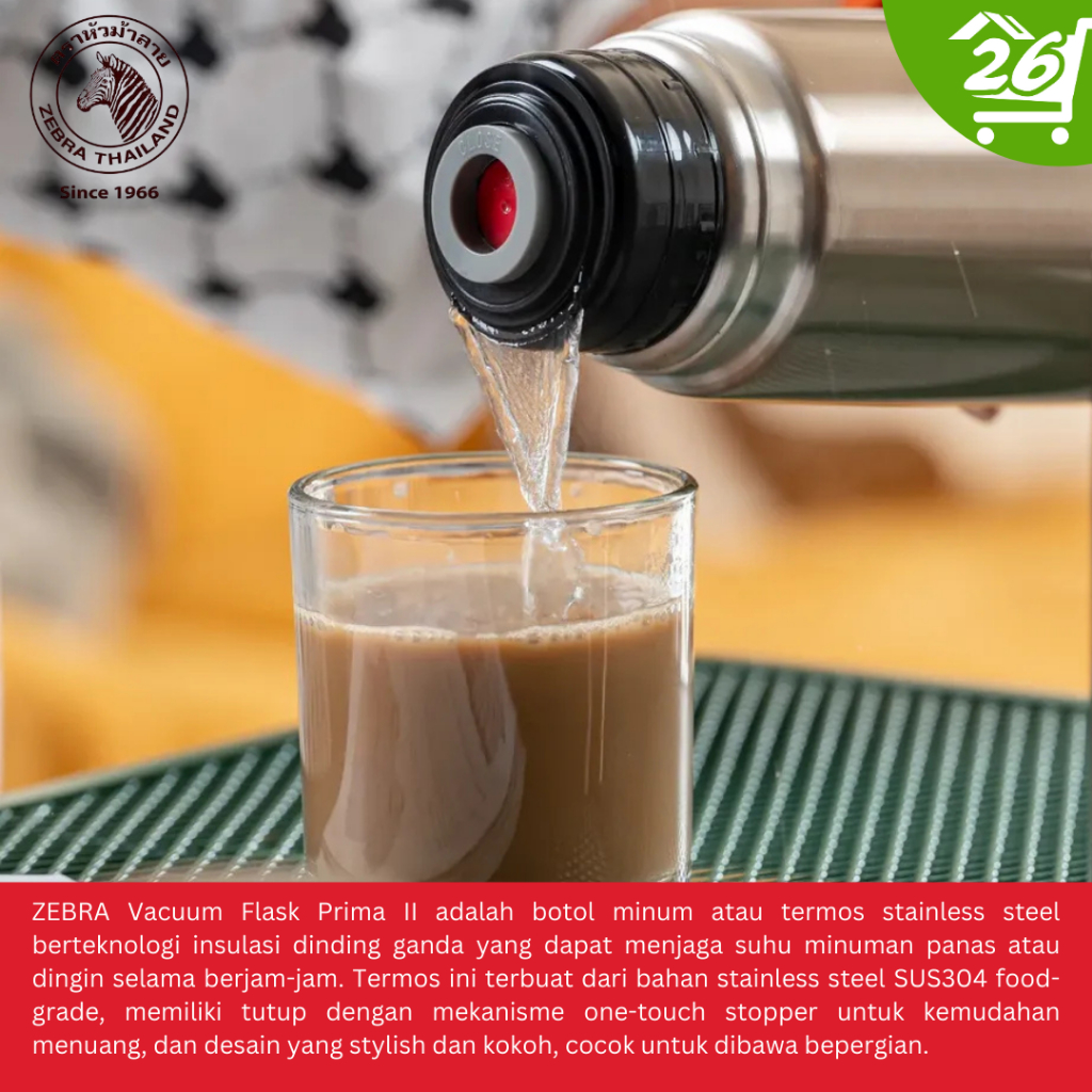 Jual ZEBRA Vacuum Flask Prima II / Termos Botol Air Minum Stainless ...