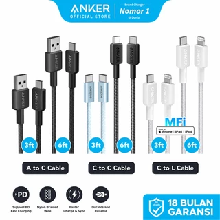 Anker Kabel Data MFi iPhone X 11 12 13 14 15 16 PD USB A Type C to C and Lightning Fast Charging 15W 60W 240W 3ft 6ft Max 3A 5A Samsung Oppo