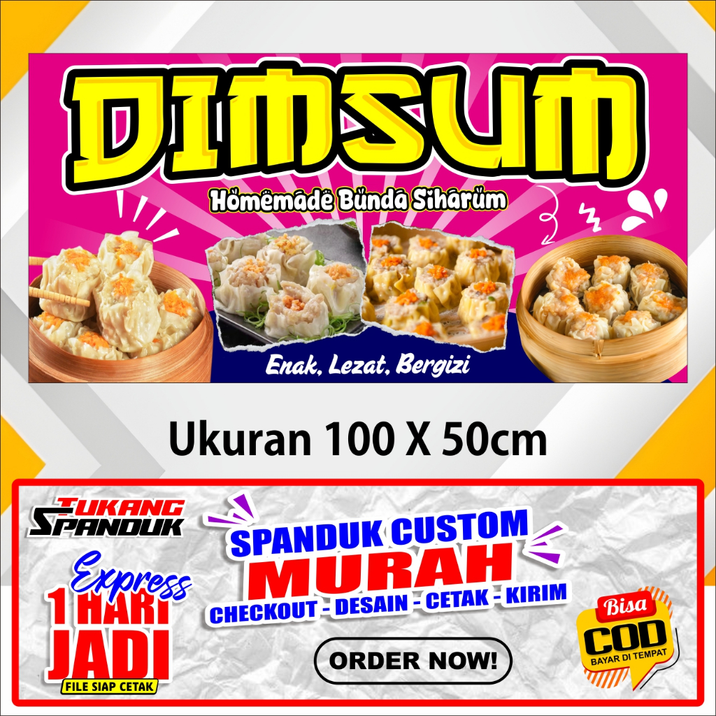 Jual Banner DIMSUM, Spanduk DIMSUM, ukuran 100X50 cm, COD / Banner ...