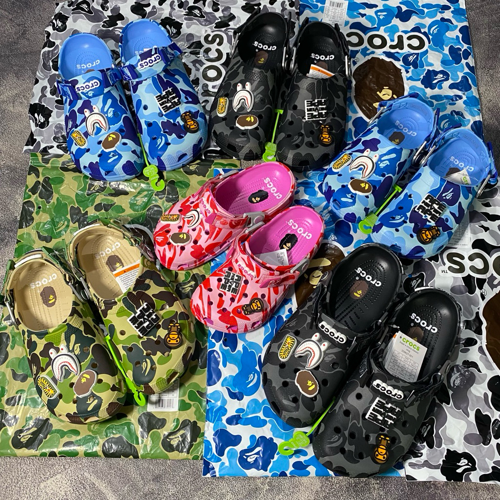 Jual Crocs X A Bathing Ape Classic Clog / Crocs Bape With Plastik