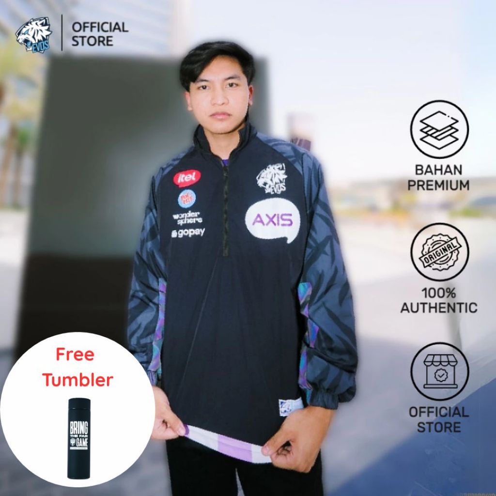 Jual EVOS HALF ZIP SPONSORED JACKET | Shopee Indonesia