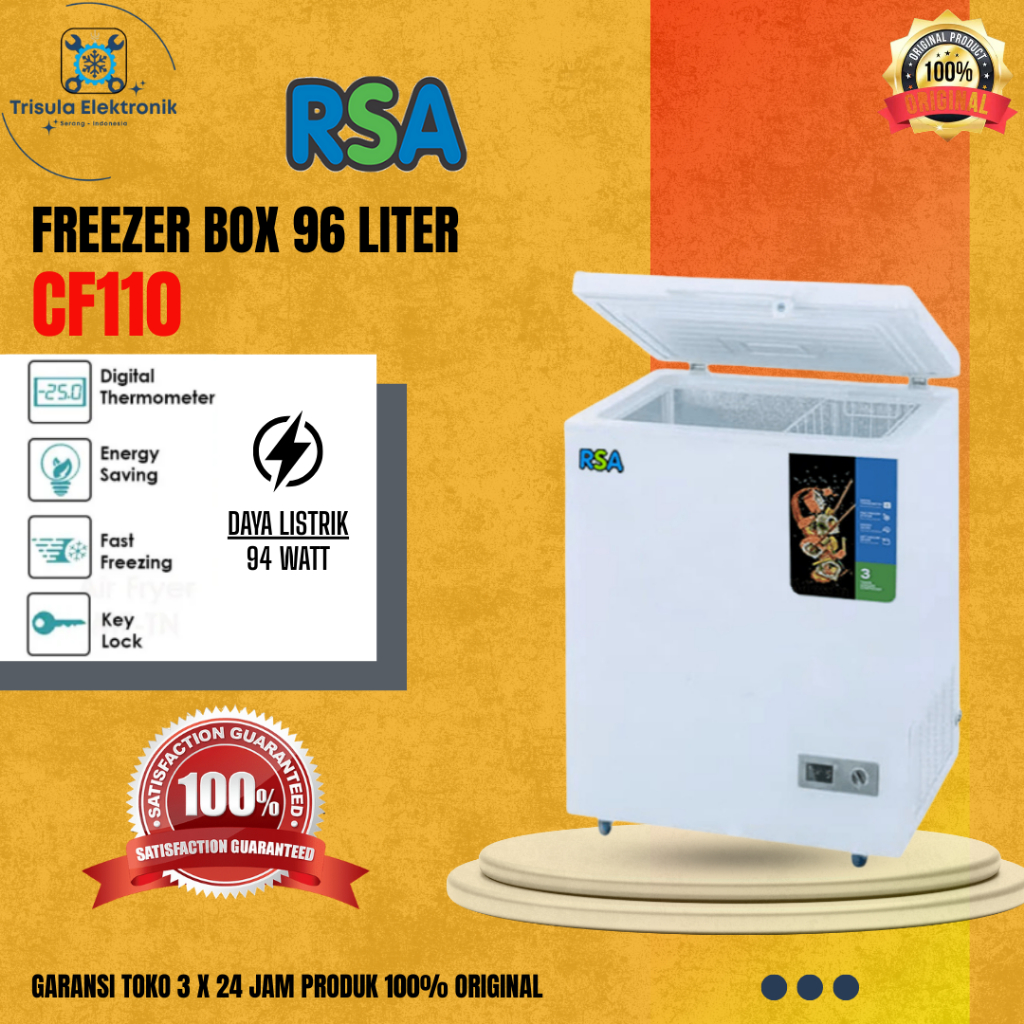 Jual RSA Chest Freezer CF110 / CF-110 / CF 110 | 100 Liter Daya 94 Watt ...