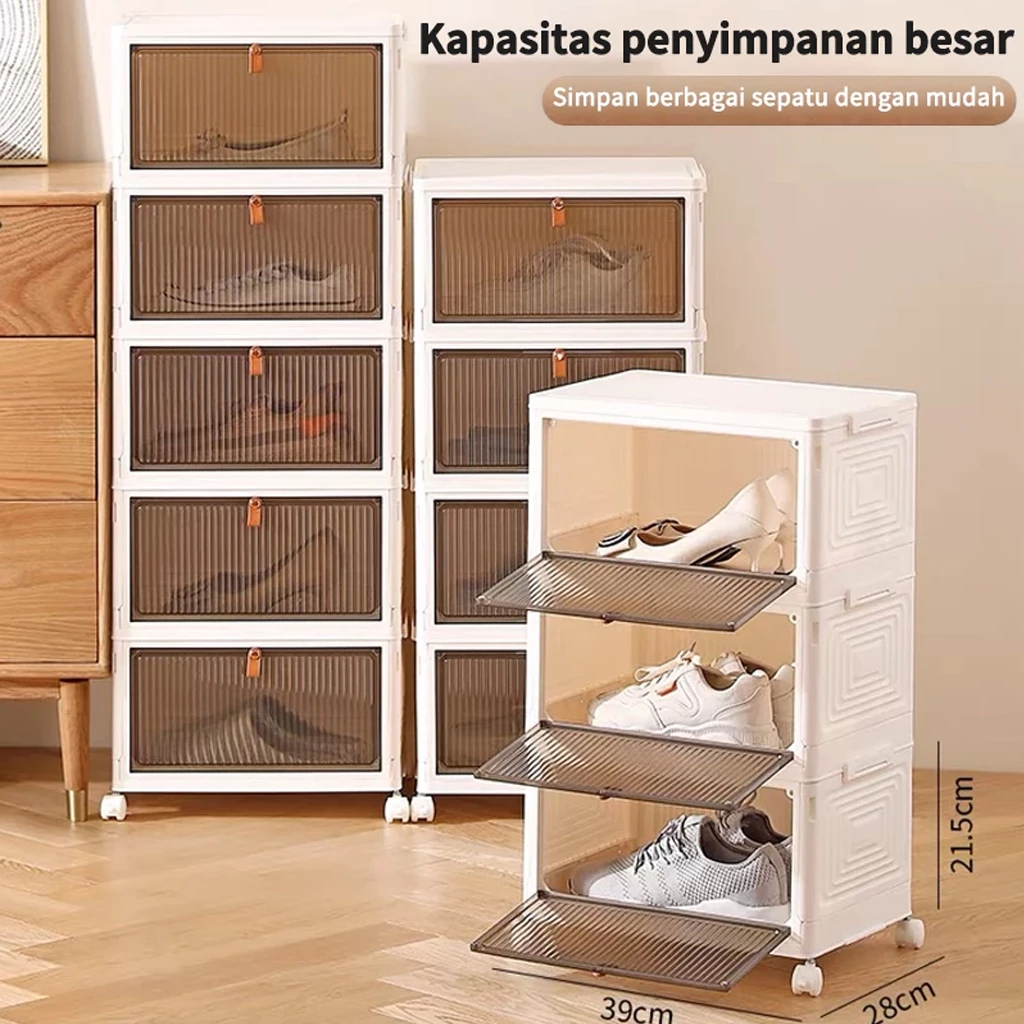 Gambar 4 Lemari Lipat Serbaguna 38cm Anti Debu Rak Storage Transparan Premium