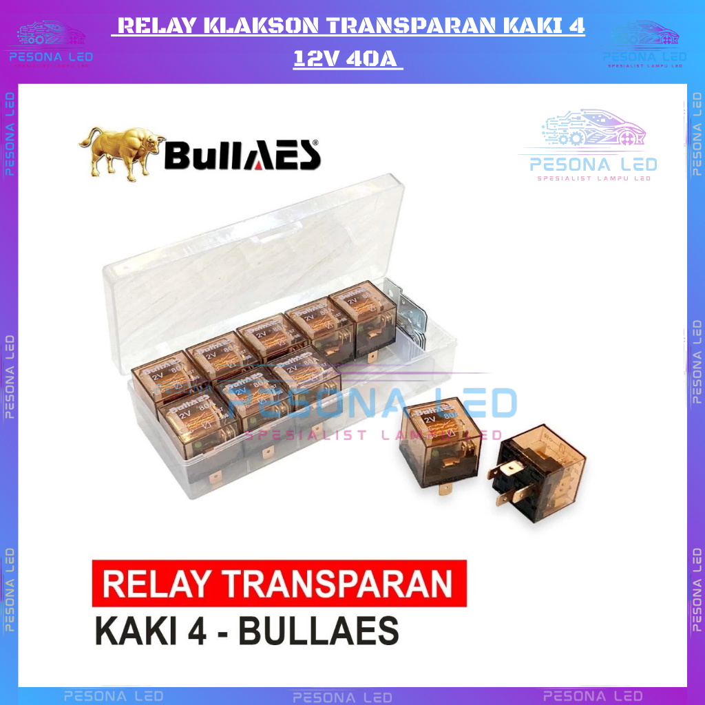 Jual Relay Klakson Transparan Kaki 4 Bullaes 12V 40A Riley Relay Alarm ...