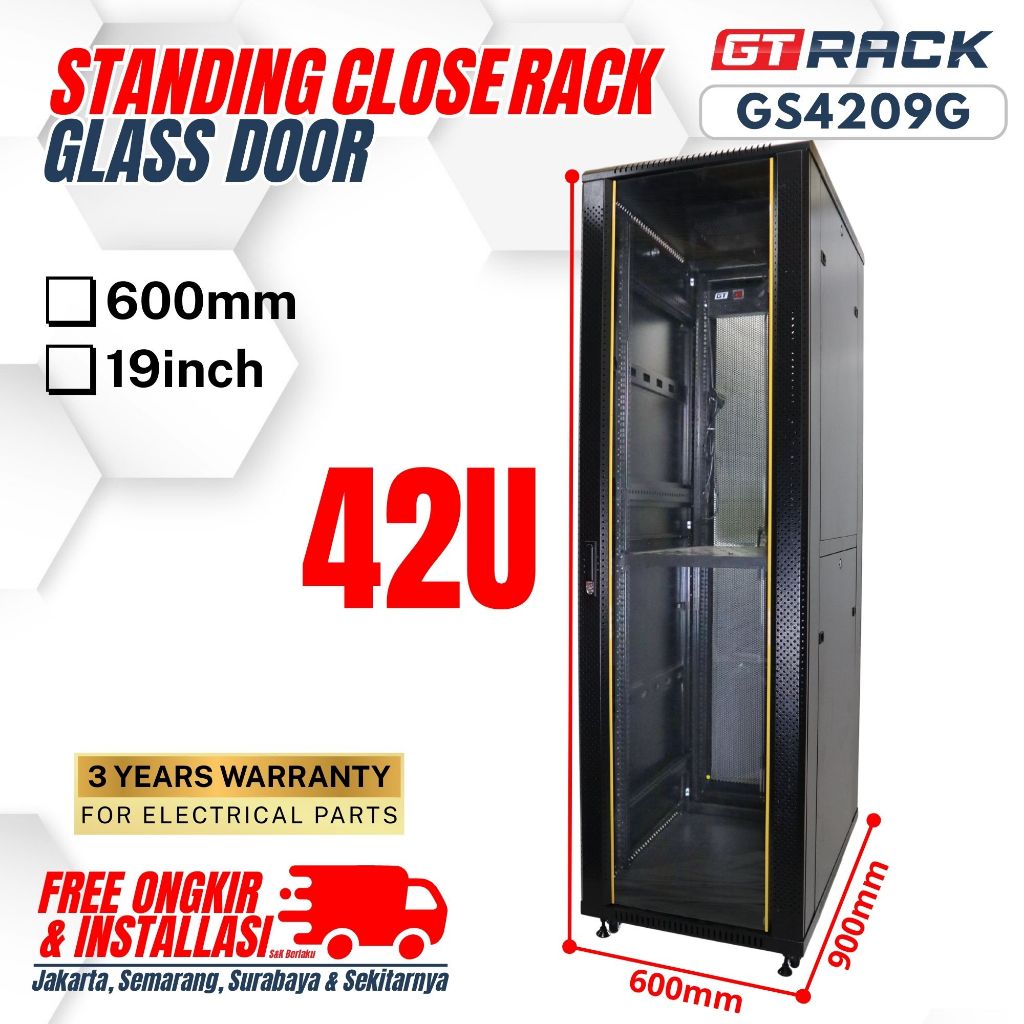 Jual STANDING CLOSE RACK 42U GT RACK GS4209G – RAK SERVER GLASS DOOR ...