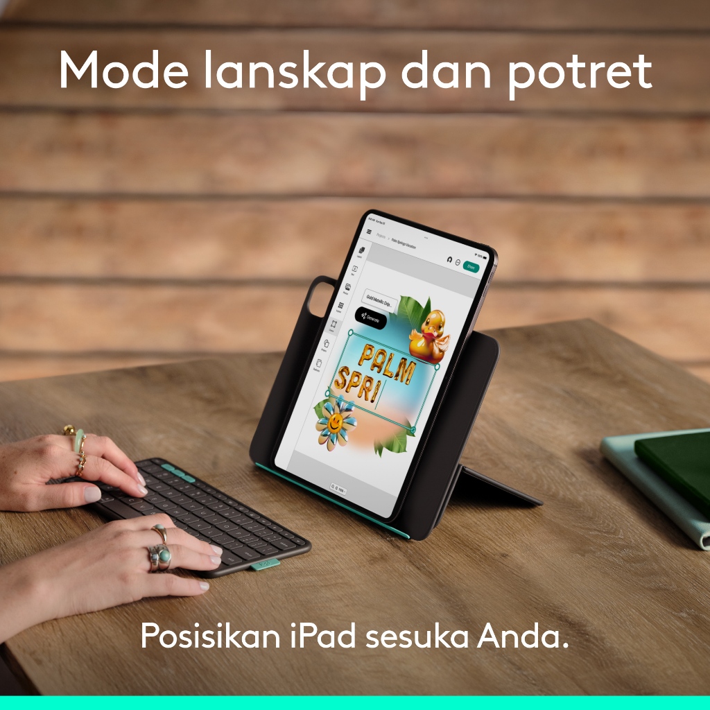 Logitech Flip Folio, Casing Keyboard untuk iPad Pro 11 inci (M4 & M5), iPad Air 11 inci (M2, M3 & M4), iPad Air (5th gen) – Casing Keyboard Bluetooth  (6)