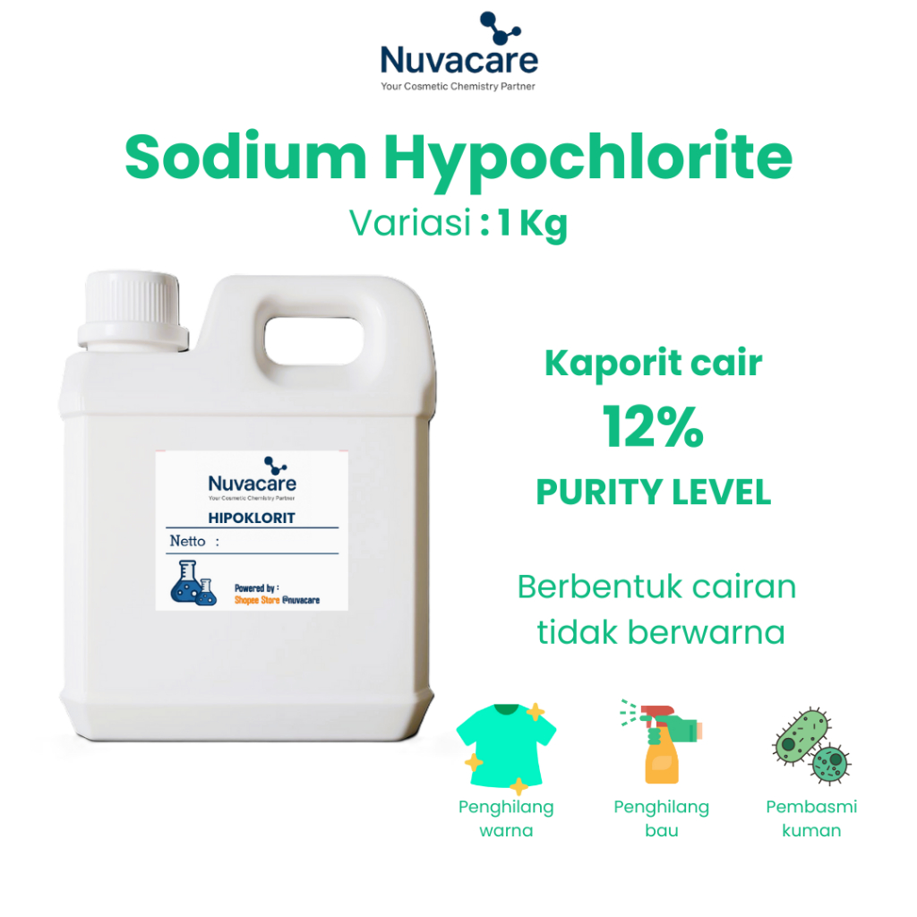 Jual Sodium Hypochlorite 1 kg /Kaporit cair 12% /Sodium Hipo/ Biang ...
