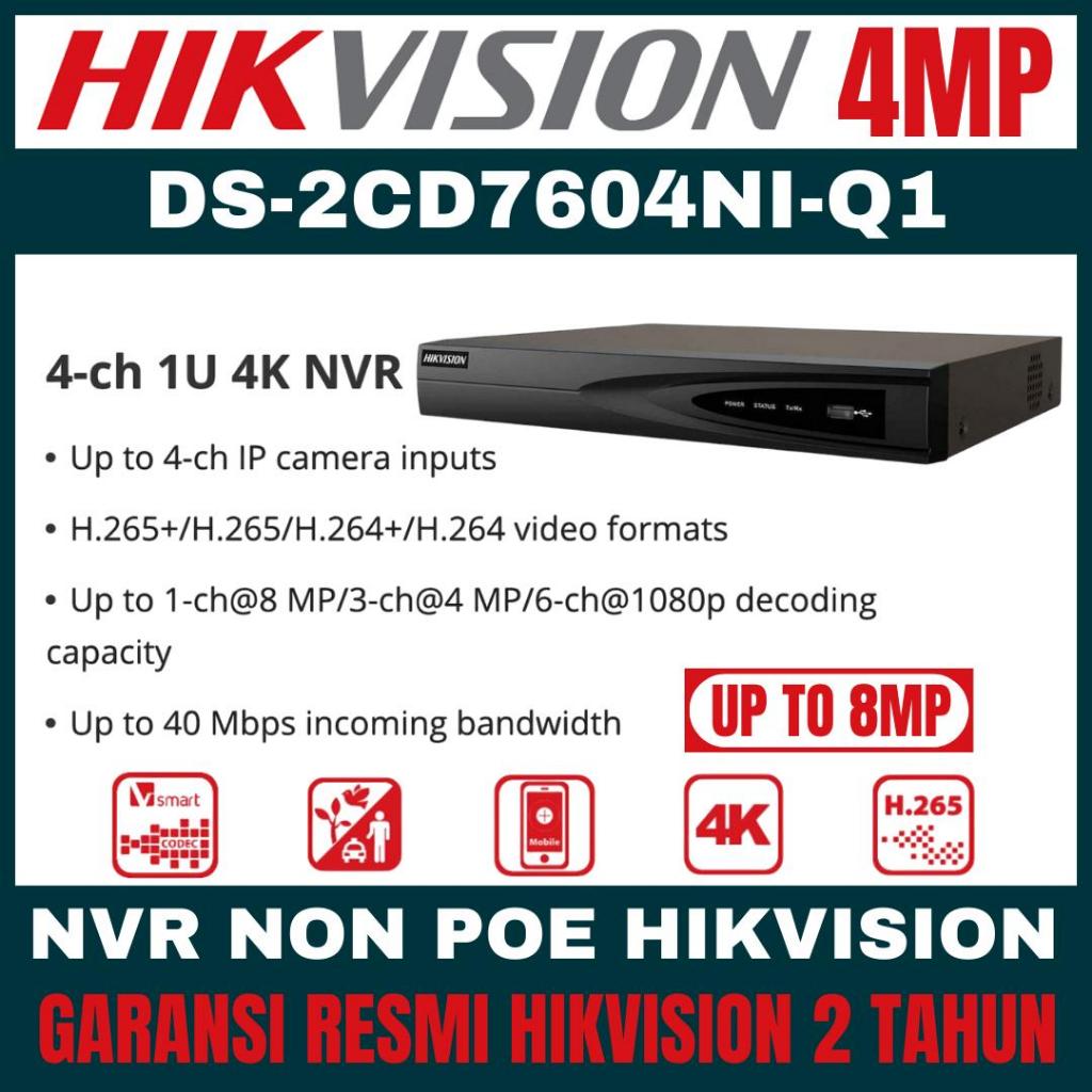 Jual NVR HIKVISION DS-7604NI-Q1 4 CHANNEL 1U 4K NVR 4 CHANNEL UP TO 8MP ...
