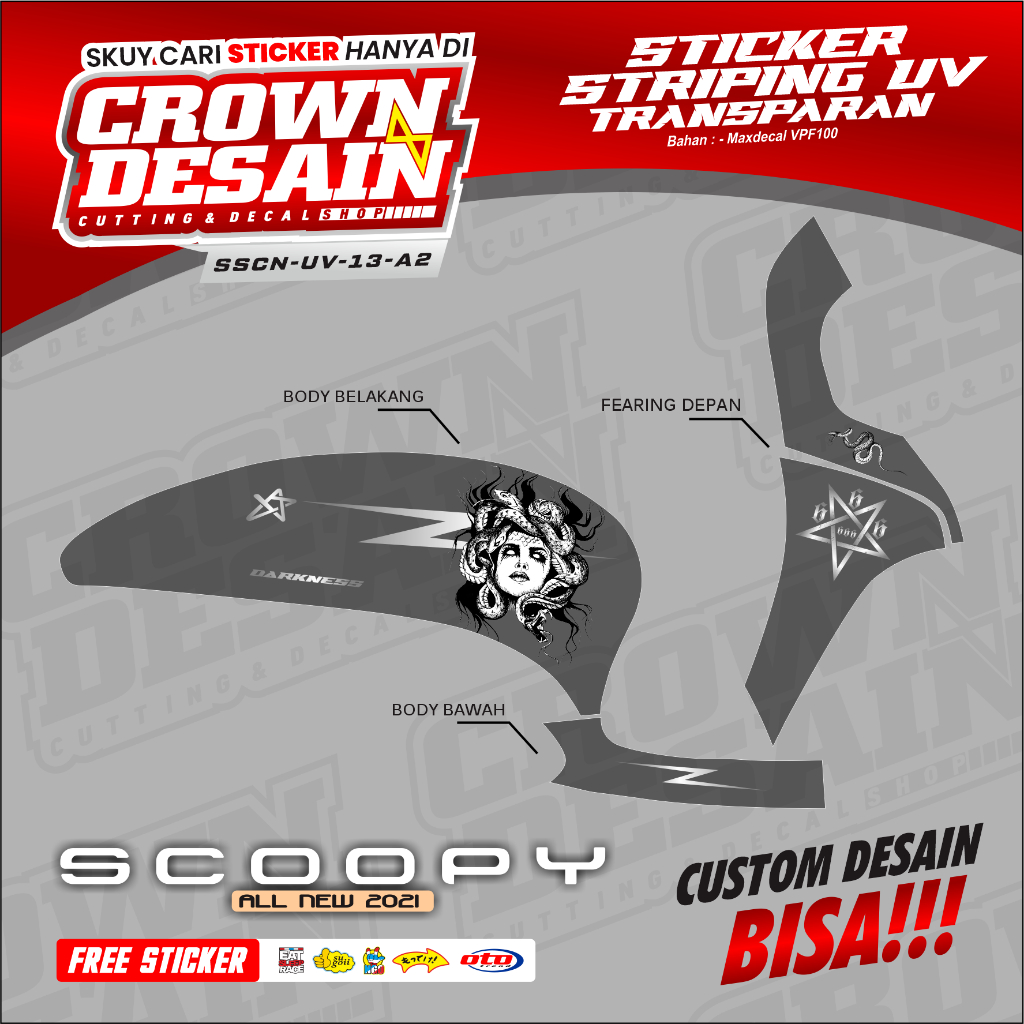 Jual Striping Scoopy 2025 Transparan Motif Race Stiker Honda Scoopy New ...