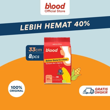 Blood Corn Pads 33 cm pembalut dari serat jagung ultra thin untuk kulit sensitif