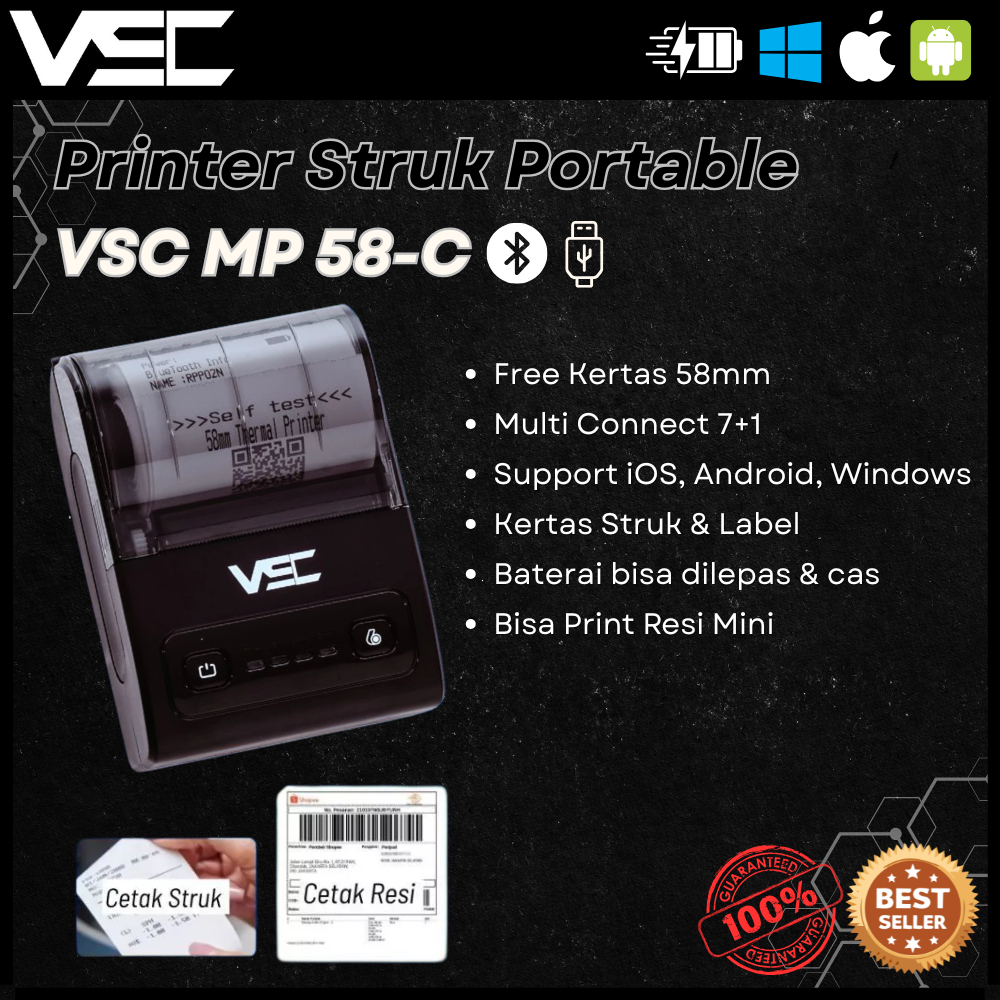 Jual MOBILE PRINTER MP-VSC 58C BLUETOOTH RPP02N 1500 mAh BATTERY ...