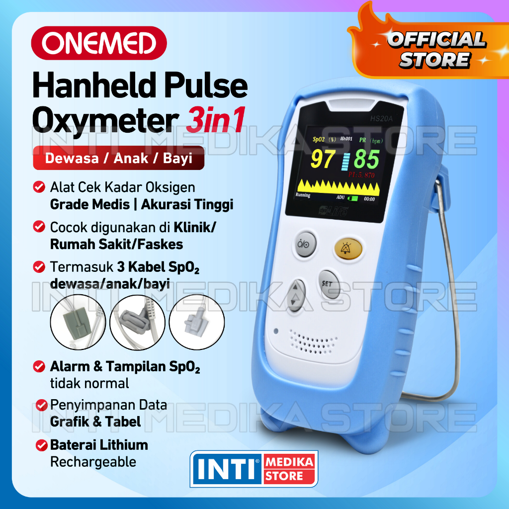Jual ONEMED - Handheld Pulse Oxymeter 3in1 Bayi Anak Dewasa | Alat Cek ...