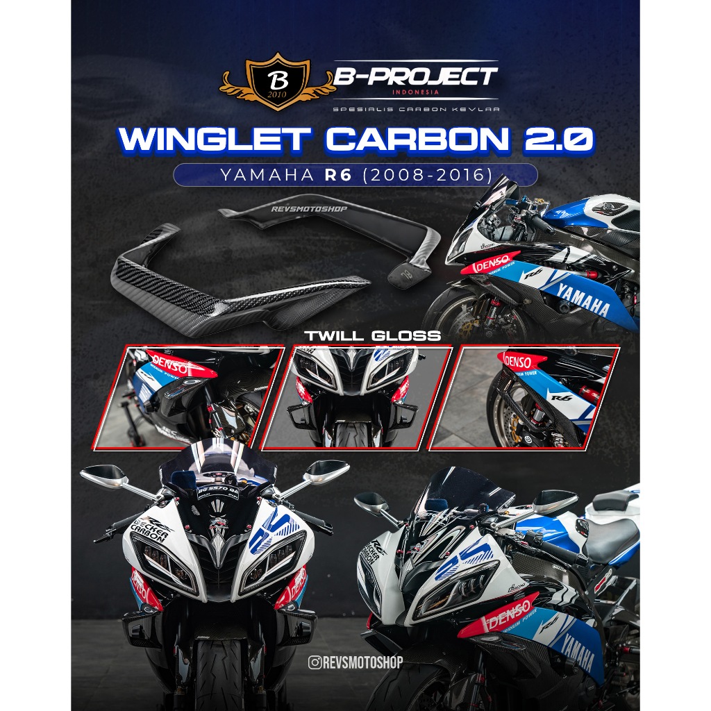 Jual BPROJECT WINGLET CARBON 2.0 YAMAHA R6 08-16 | Shopee Indonesia