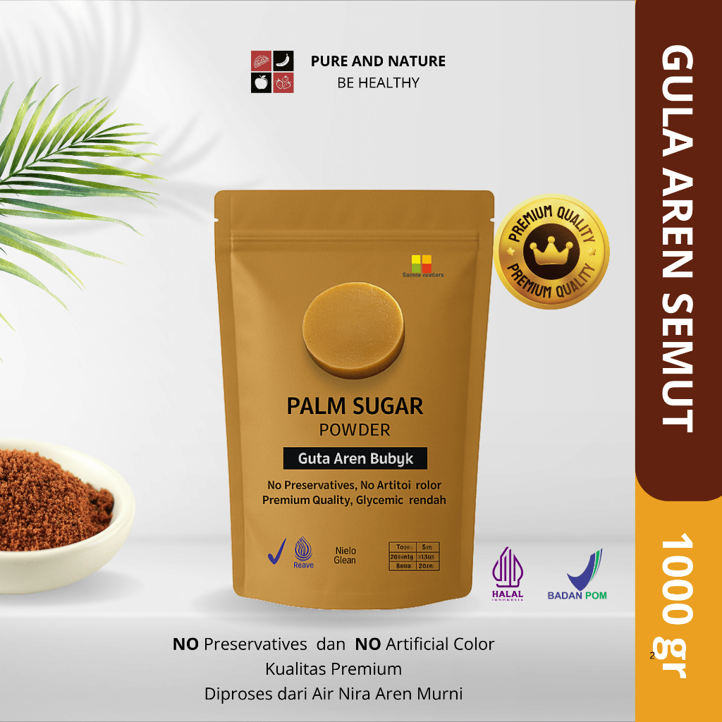Jual Pure and Nature Gula Aren Bubuk Premium- Premium Palm Sugar Powder ...