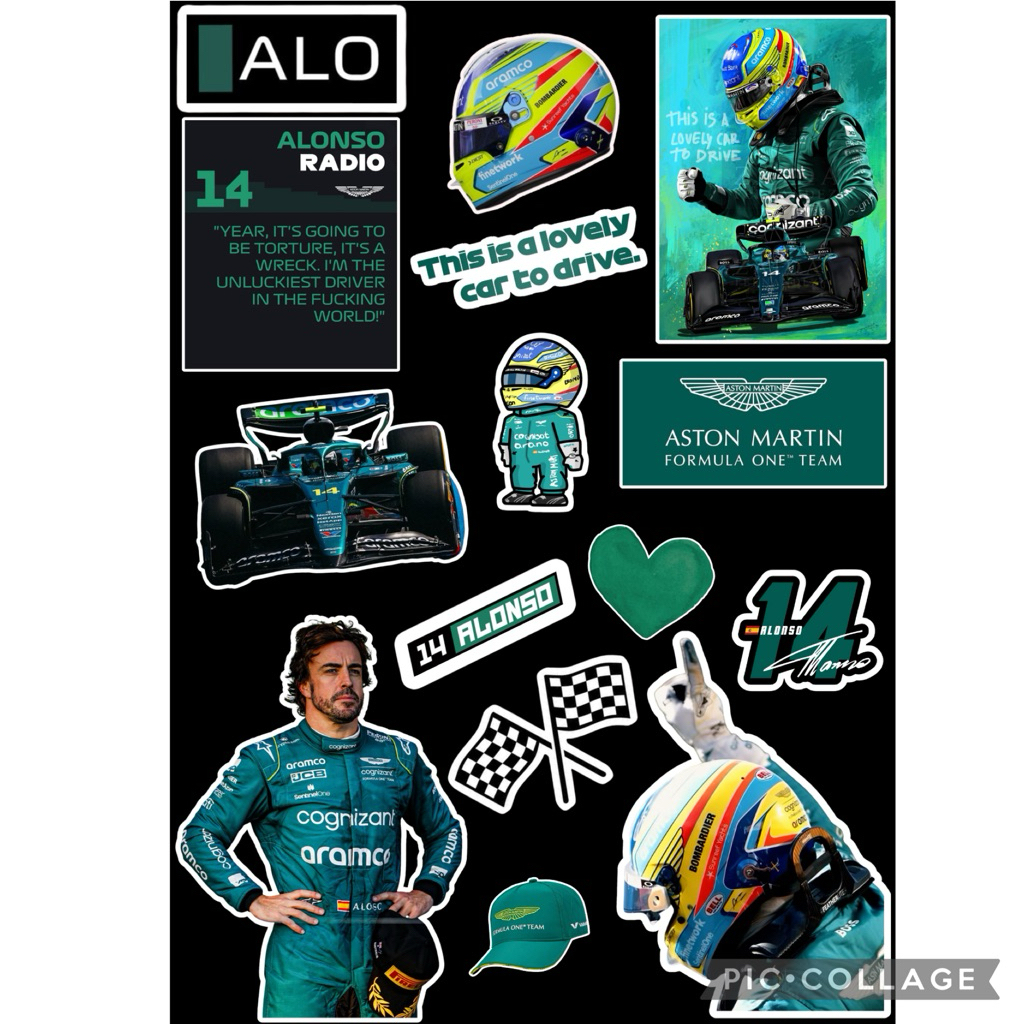 Jual Sticker Formula 1 Aston Martin Fernando Alonso | 16 Pcs Vinyl ...