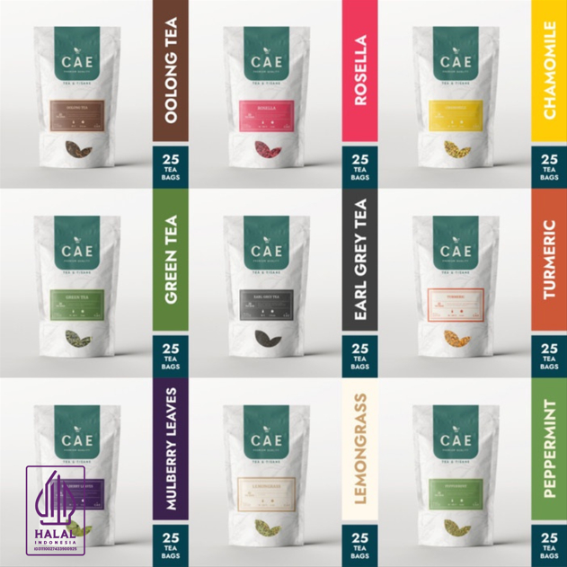 Jual All Premium CAE 25 Tea Bags Pure Series Chamomile Earl Ginger Mint ...