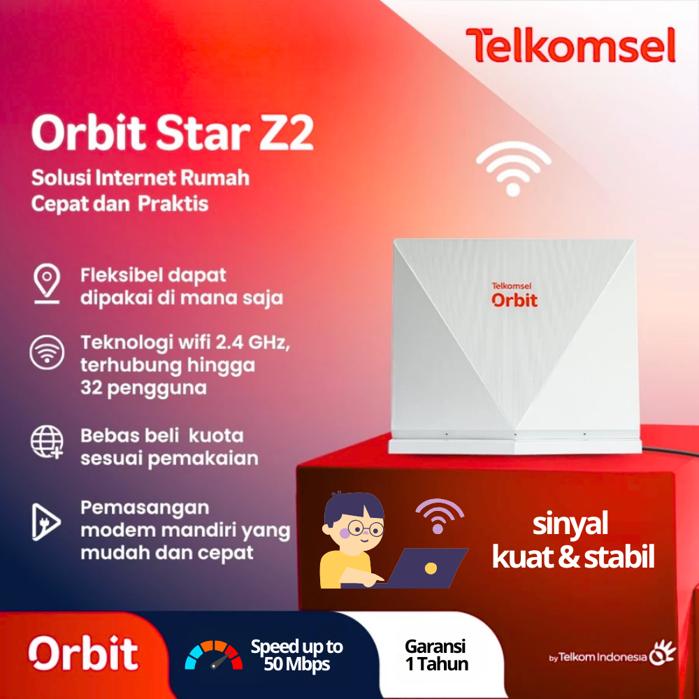 Telkomsel Orbit Star Z2 Modem WiFi 4G Bonus Kuota High Speed