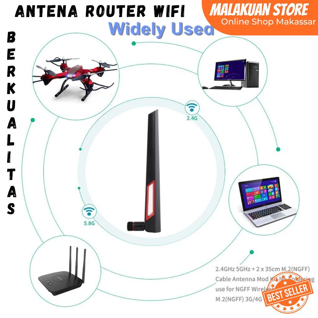 Jual Antena Router WiFi Dual Band 2.4GHz 5GHz 10dBi RP-SMA Male ...