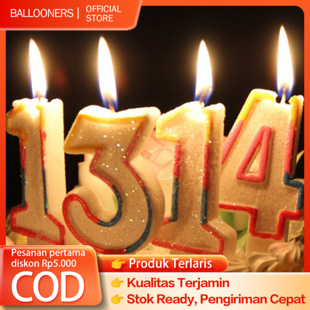 Lilin Angka Ulang Tahun Gliter Rainbow rainbow Murah