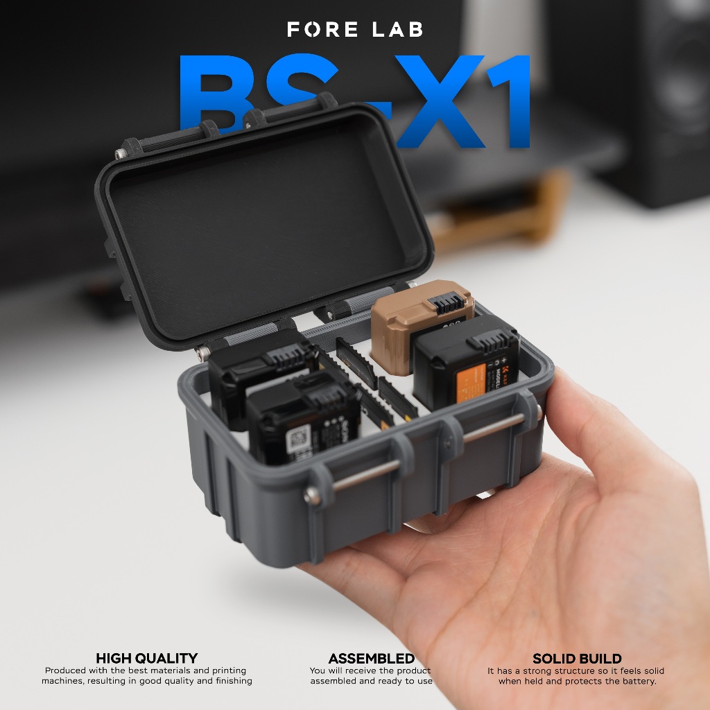 Custodia Porta Batterie DSLR – 4 Scomparti Con Tasche A Rete Per Batterie LP-E6, NP-F550, FW50, FZ100 E Schede CF