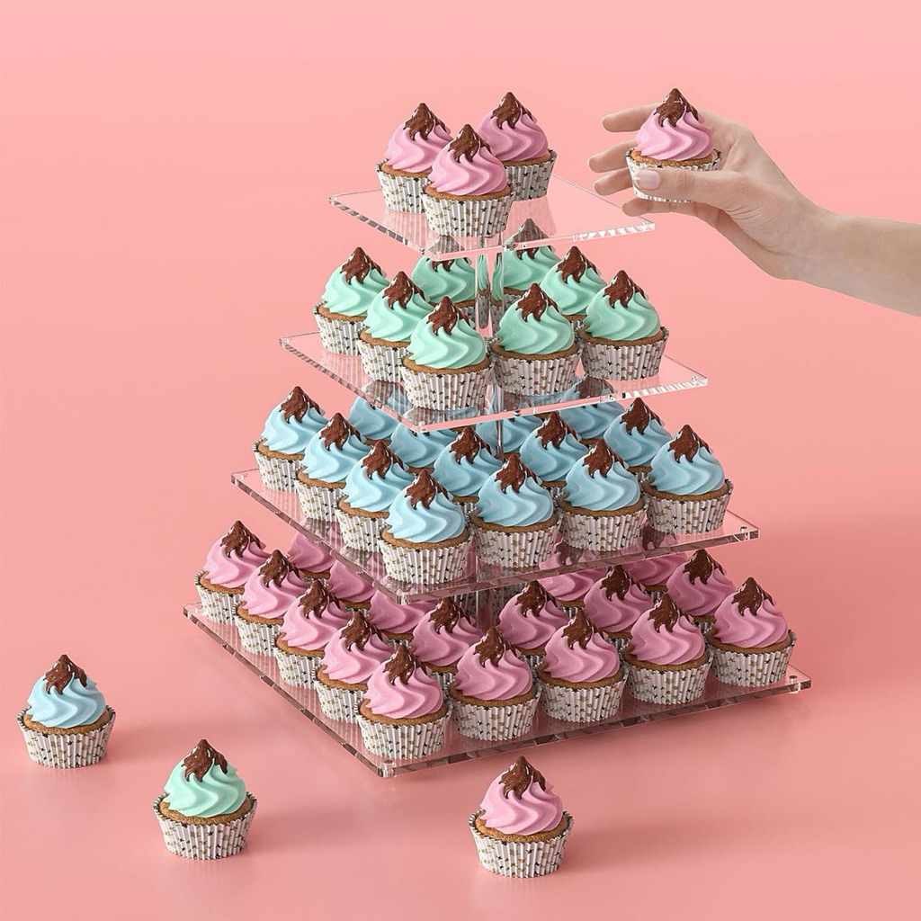 Jual 3/4 Tingkat Acrylic Kotak Display Tower Mini Cake Dessert Produk ...
