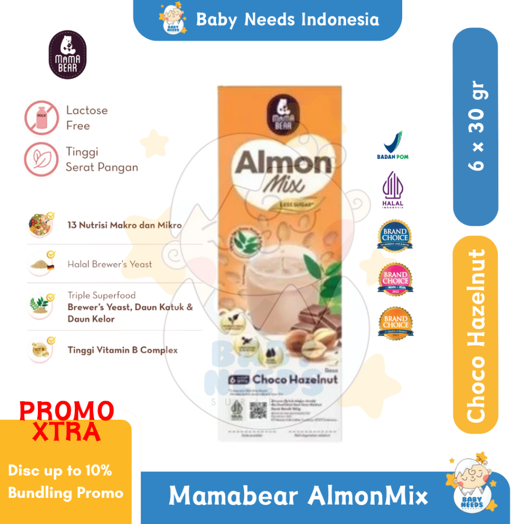Jual MAMABEAR Almon Mix Choco Hazelnut 6 x 30gr - Susu Almond Less ...