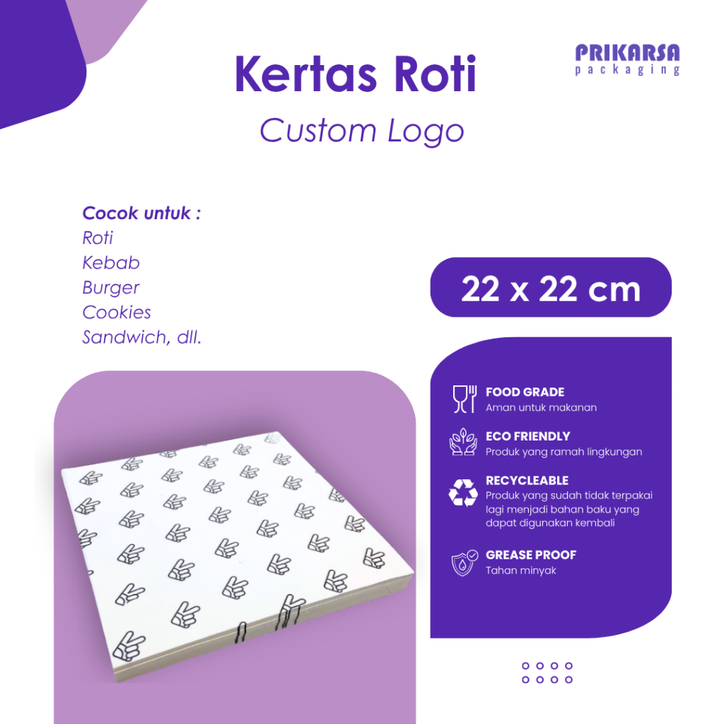 Jual Kertas Roti / Baking Paper - CUSTOM LOGO - 22 x 22 cm | Shopee ...