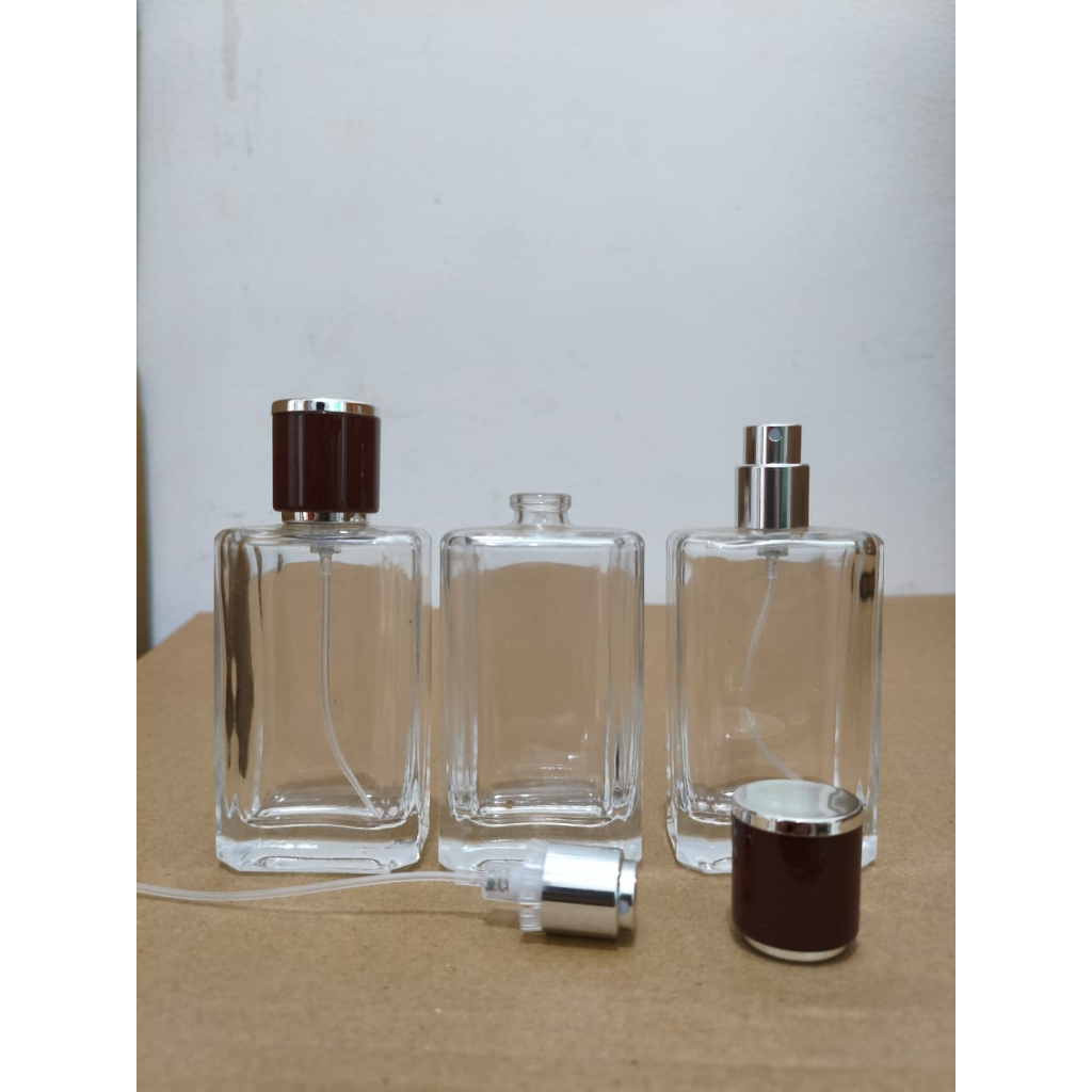 Jual BOTOL PARFUME 50 PREM SEMI PRESS/EASY PUMP CUP COKLAT SILVER SPRAY ...