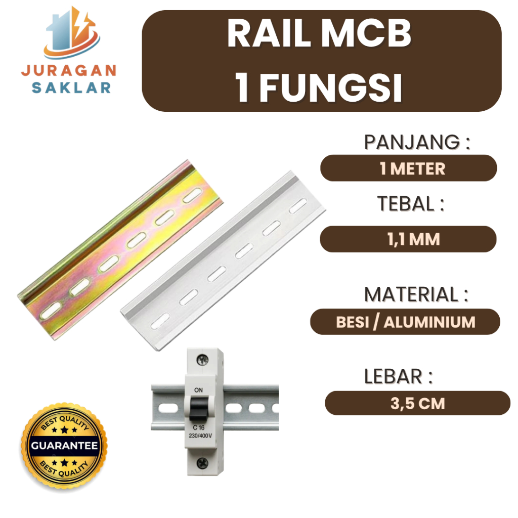 Jual DIN Rel MCB Rail MCB 1 Meter x 1 fungsi Aluminium METAL BESI ...