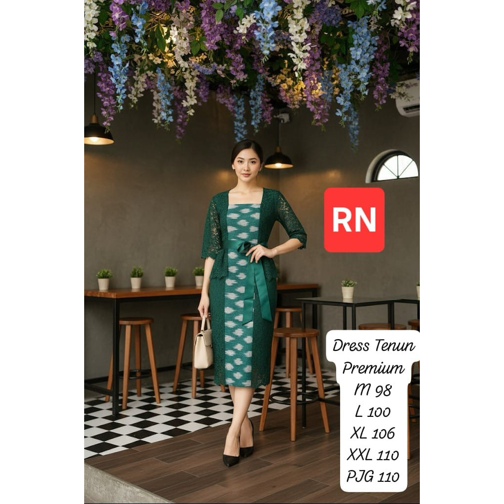Jual Dress cantik terbaru gaun brokat renda x tenun ikat premium ...