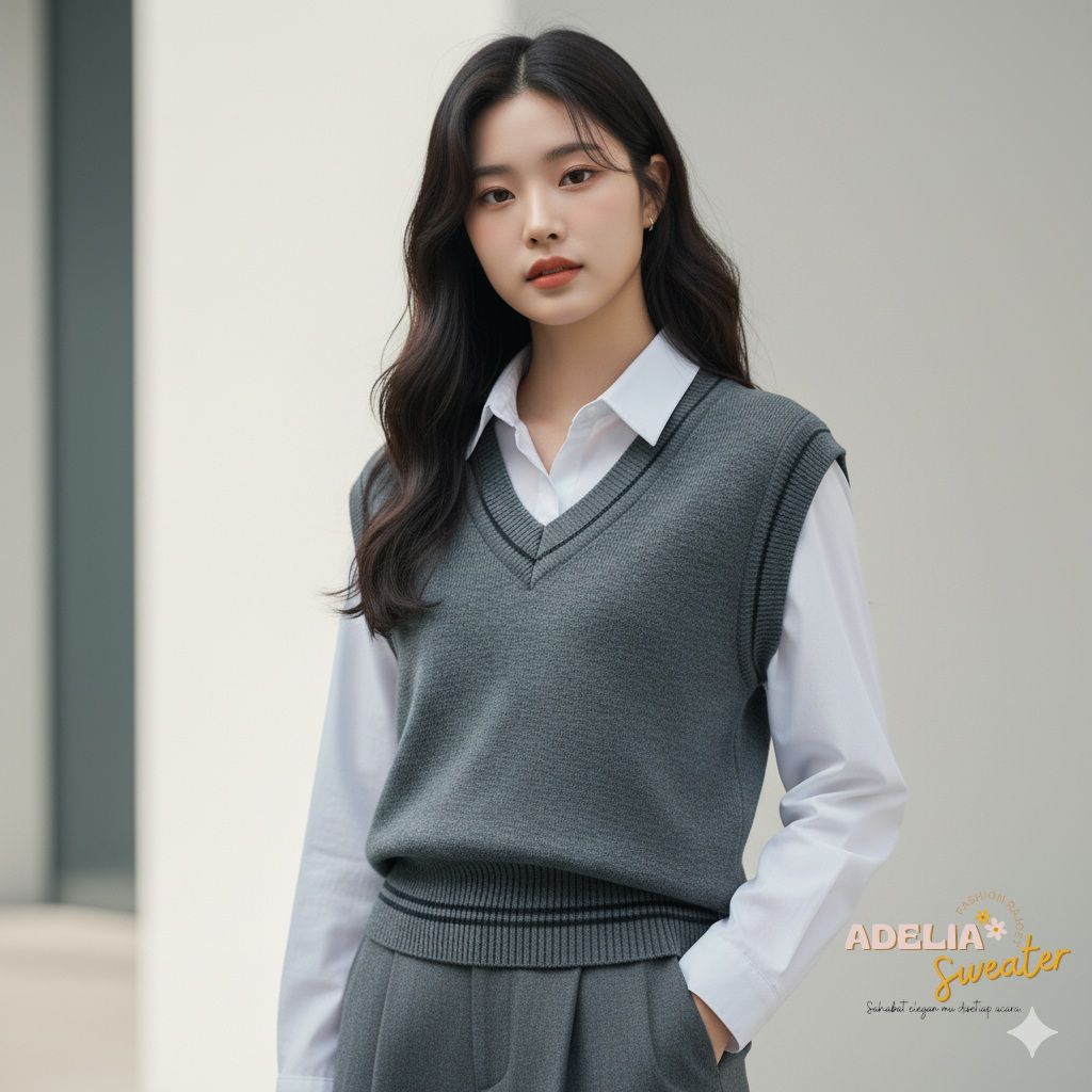 Jual Vest rompi rajut Atasan sweater list Blous strip wanita Outer top ...