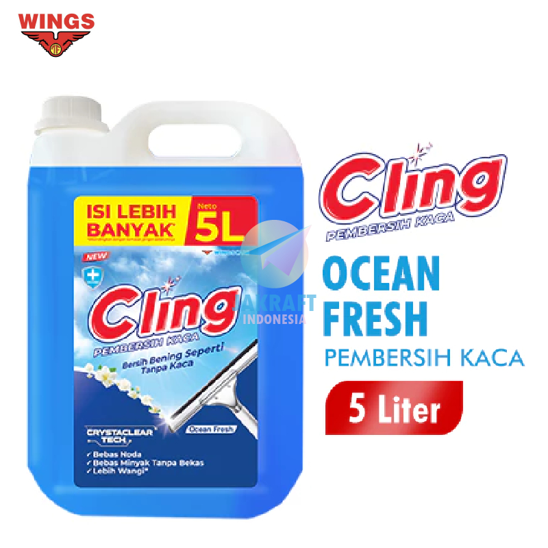 Jual (1 Jerigen) Cairan Pembersih Kaca CLING Jerigen 5 Liter Glass ...