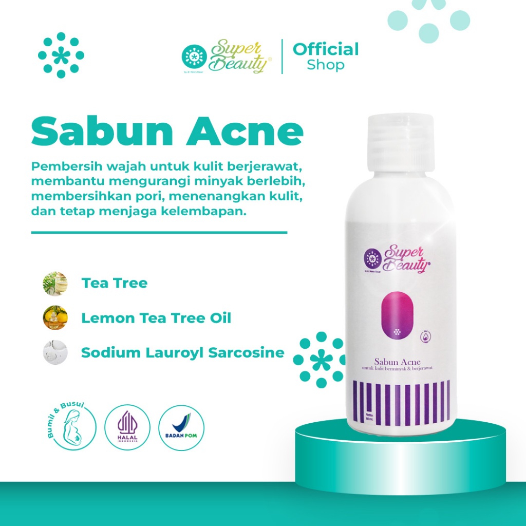 SABUN ACNE SuperBeauty - By SuperSkin - Sabun Jerawat Untuk Wajah dan Badan Plus Penghilang Jerawat punggung Pria Wanita Halal BPOM