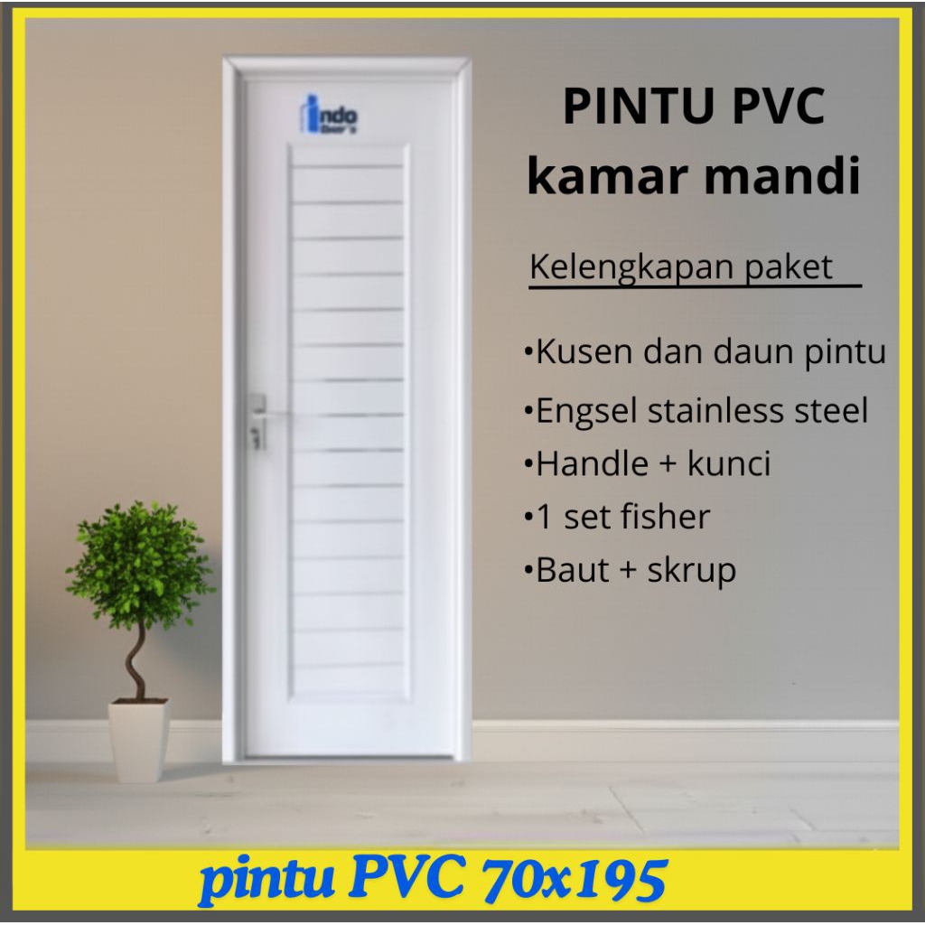 INDO DOORS Pintu Kamar Mandi PVC Tebal - Murah Berkualitas