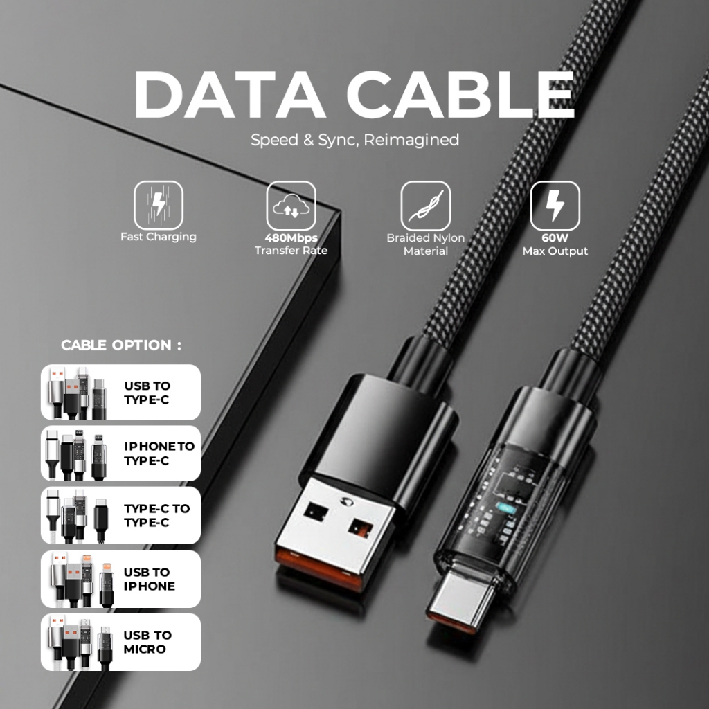 Jual Mochoe COD Kabel Data 60W Fast Charging Type C Micro USB lightning ...