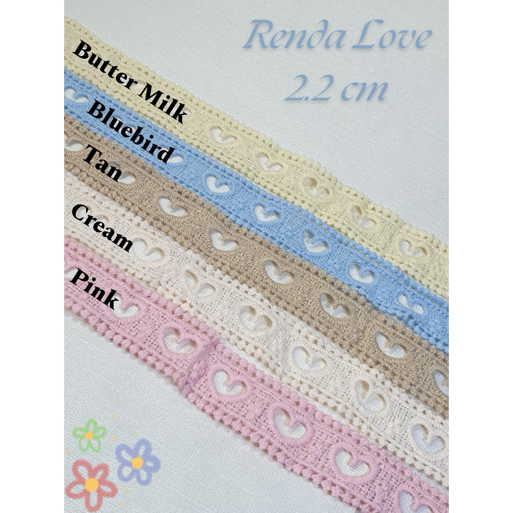 Jual 1 Yard (90cm) - Renda Love 2.2 cm | Pita Korea Renda Bordir Bentuk ...