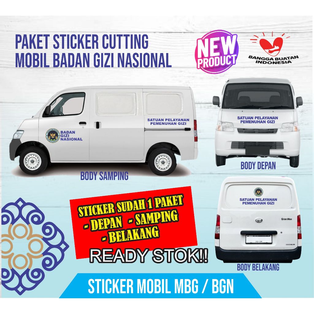 Jual STICKER MOBIL GIZI NASIONAL ANTI PUDAR UNIVERSAL GRANDMAX MBG ...
