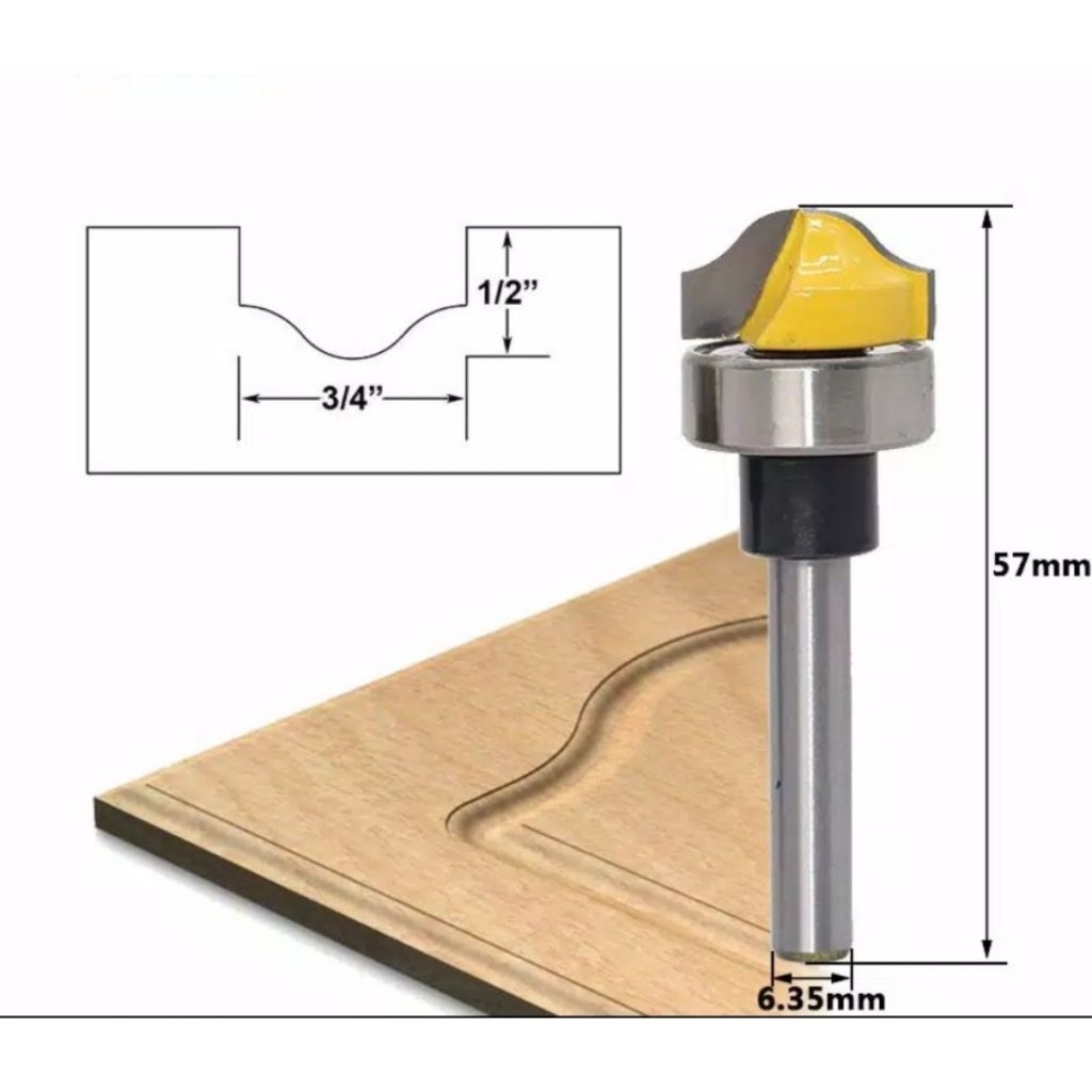 Jual JJB Mata Profil Router Panel Pintu Ogee Groove Template Shank 1/2 ...