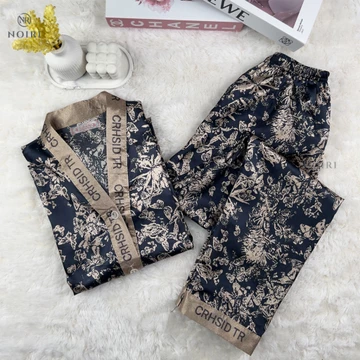 NOIRI Piyama Wanita Set Satin Lengan Pendek Celana Panjang Bahan Satin Premium Baju Tidur