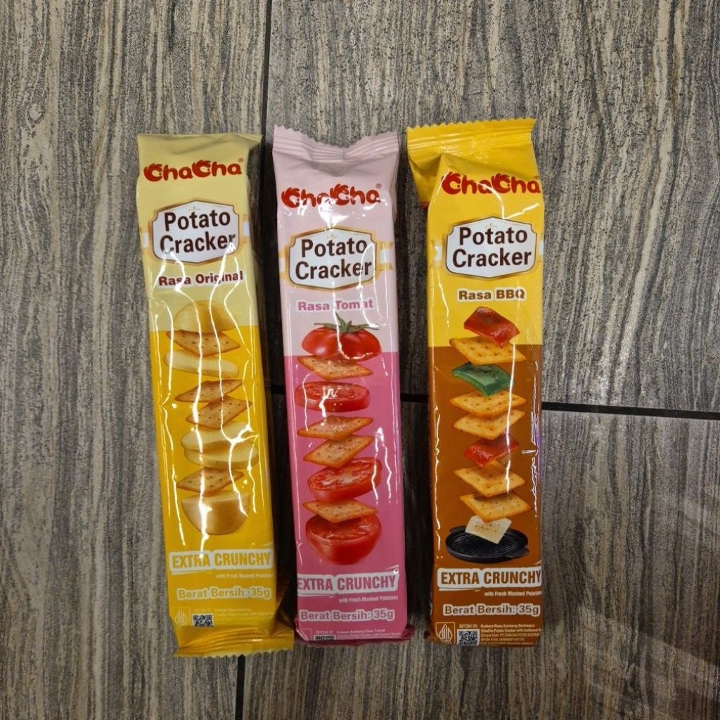 Jual Cha Cha Potato crackers biskuit ( Per 2 pcs ) rasa Tomat / BBQ ...