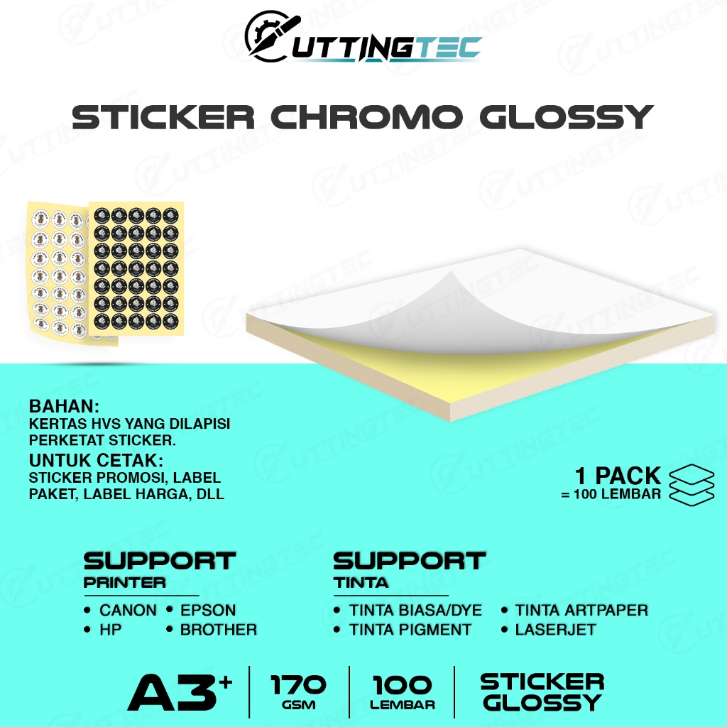 Jual Sticker Chromo A3+ Glossy / Doff HVS 100 / 300 Lembar | Stiker ...