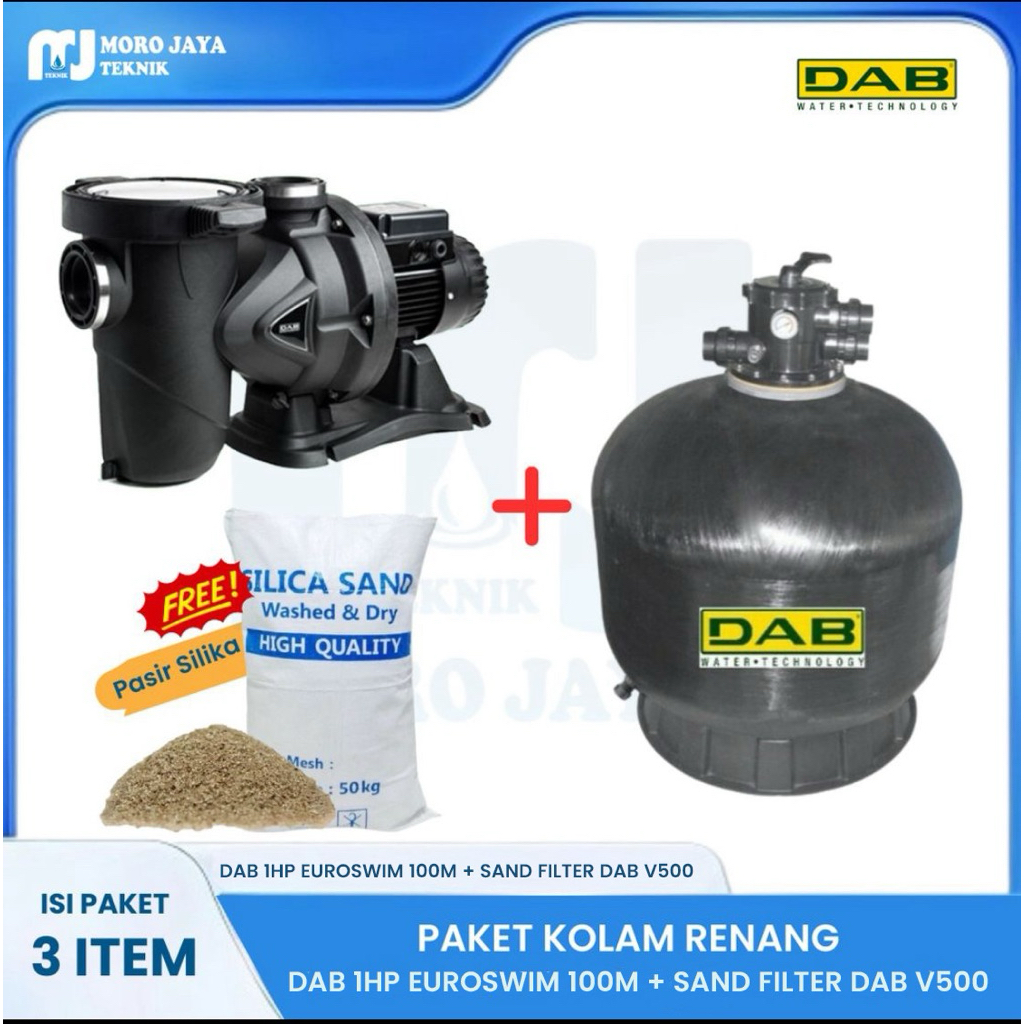 Jual Paket Pompa Kolam Renang DAB 1 HP Euroswim 100M + Sand filter DAB ...