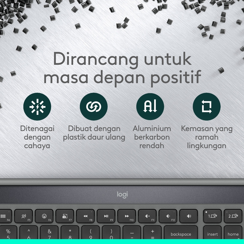 Logitech Signature Slim Solar+ Keyboard Wireless Bertenaga Surya dan Cahaya Buatan, Baterai Tahan Lama yang dapat bertahan hingga 10 tahun, Tombol yan (5)
