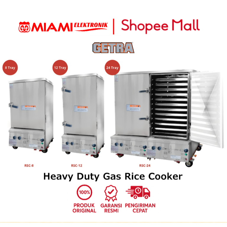 Jual GETRA RSC-8 RSC-12 RSC-24 Heavy Duty Gas Rice Cooker 32kg 48kg ...