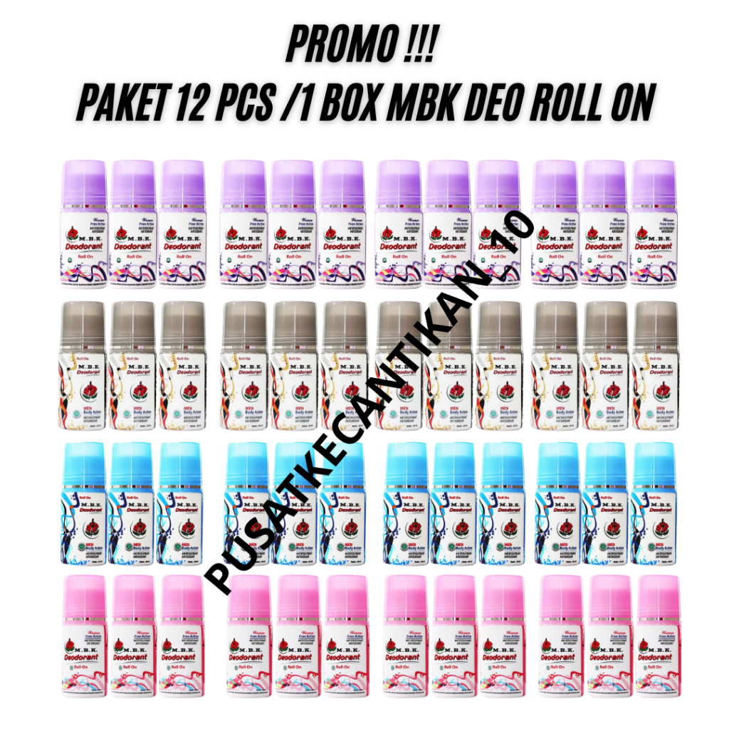 Jual New ! Paket 1 Box (12 pcs) MBK Deodorant Roll On | Deodorant ...
